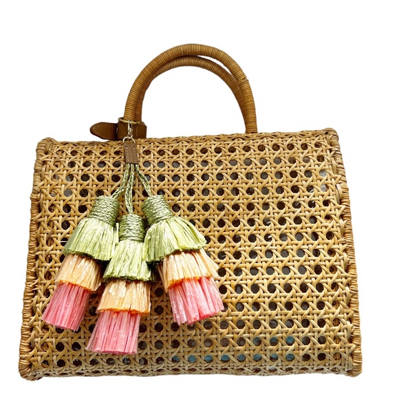 Serpui Suzy Wicker Tassel Tote Bag - Picture 1 of 14
